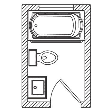 A small I shaped bathroom layout idea