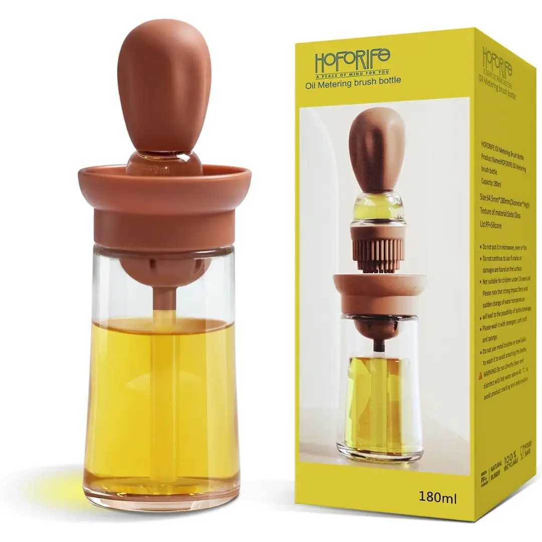 Glass Olive Oil Bottle And Brush In