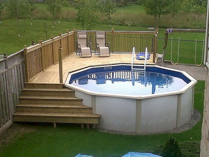 above ground pools with built in deck