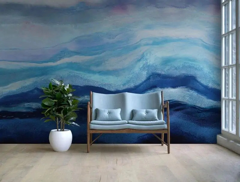 how to design living room with mural