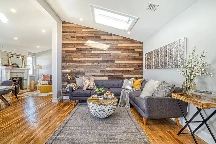 wood accent wall for living room