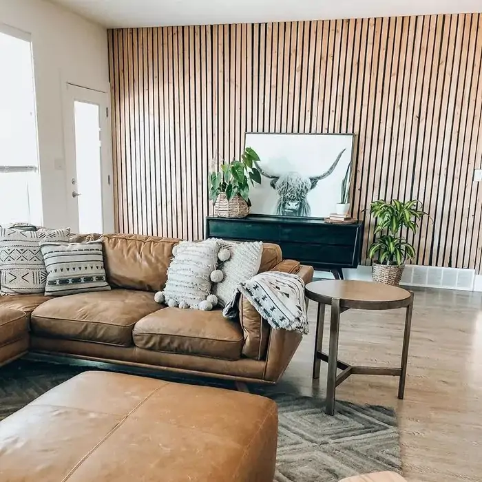 scandinavian wood accent wall for living room