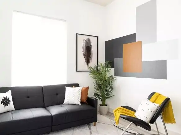 simple geometric accent wall design for living room