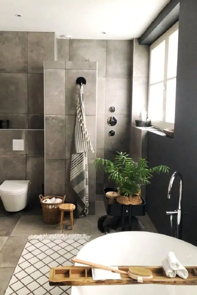mixed gray tones bathroom decor
