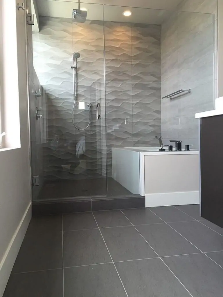 gray tile bathroom floors