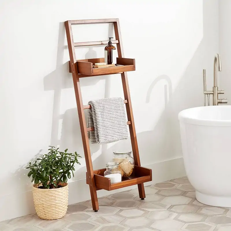 wooden suspennded stand for towel storage