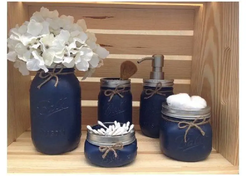 mason jar to store flower in the bathroom