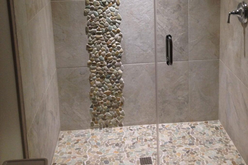 Stellar wet room design with stone