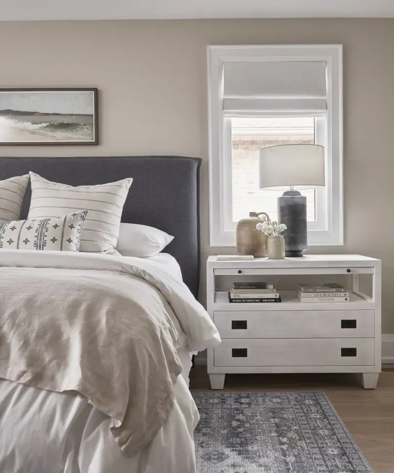 Grey carpet in a bedroom