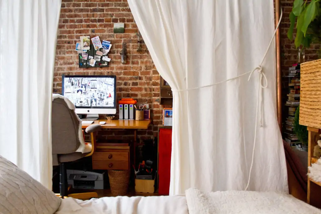 bedroom office ideas curtain divider