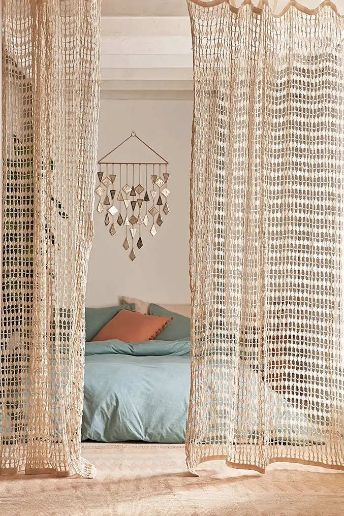 boho bedroom ideas sheer divider