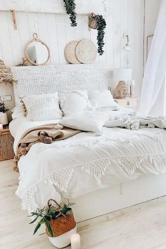 boho bedroom ideas almost white