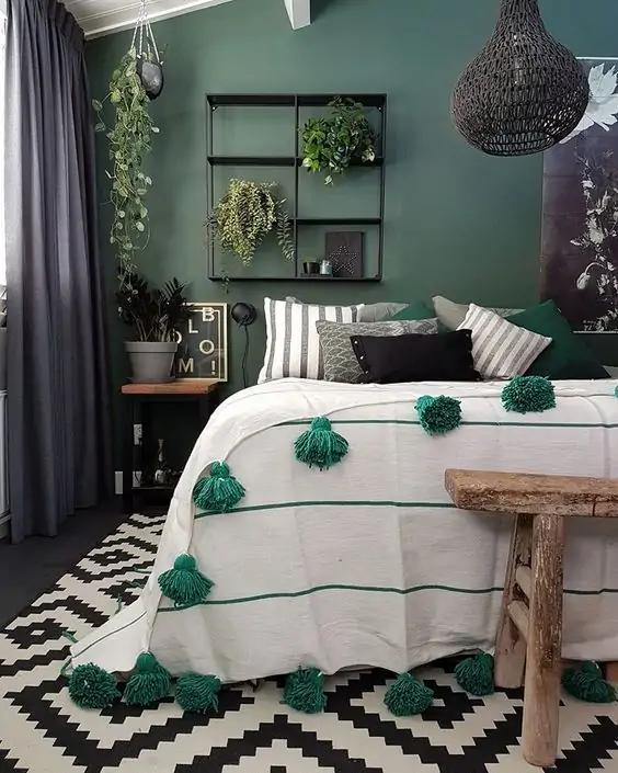 boho bedroom ideas peaceful green room