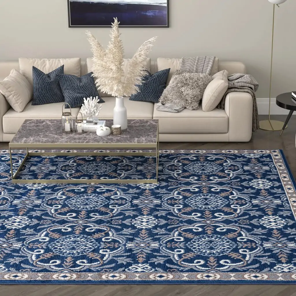 Beige and Navy rug carpet