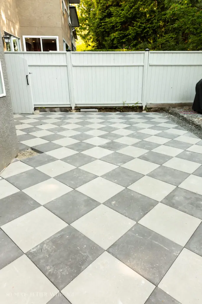 cheap patio paving ideas checkerboard concrete