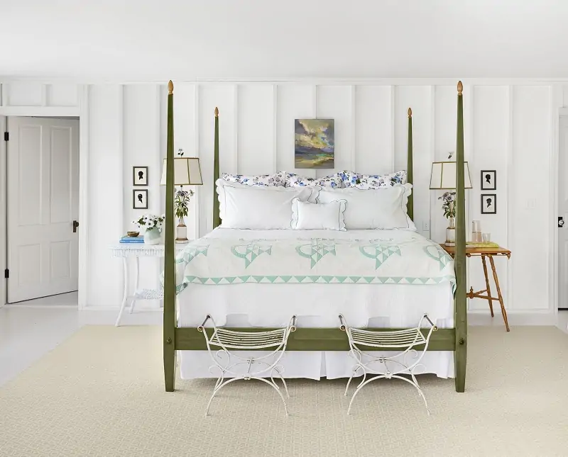 crisp all white colors for masters bedroom