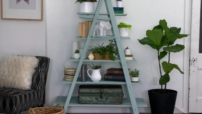 ladder shelf decorating ideas in a mobile home