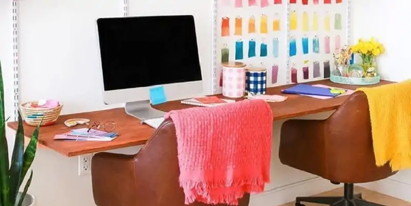 fall decor ideas with desk chair blankets at the office
