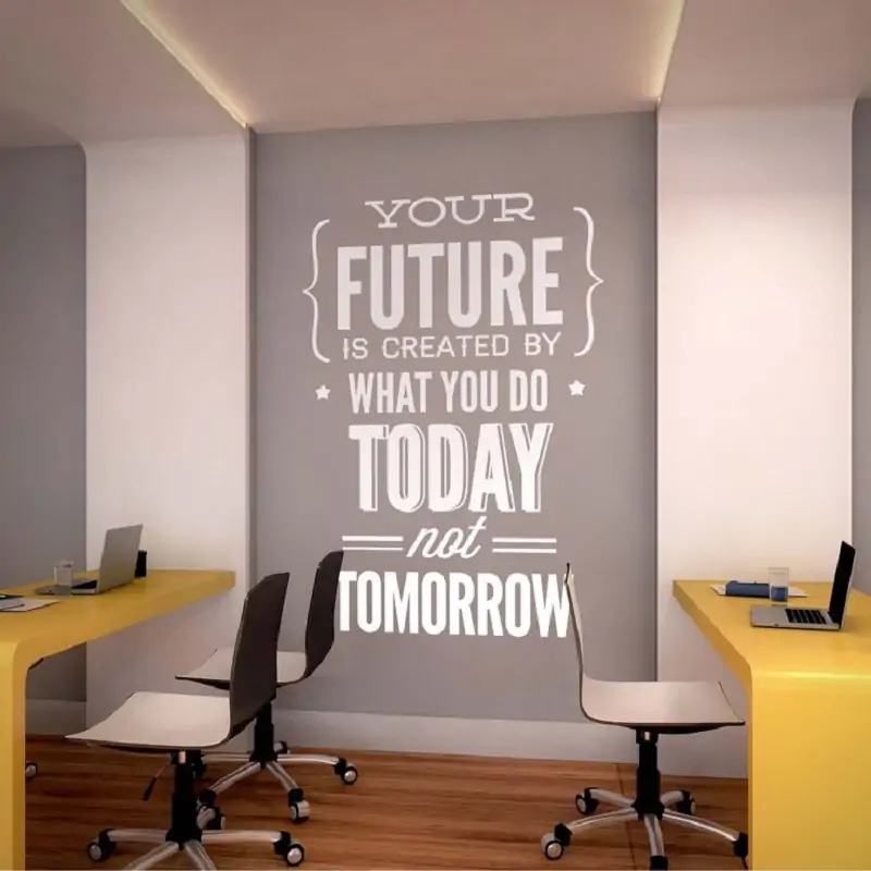 decorate the office space with wall decals