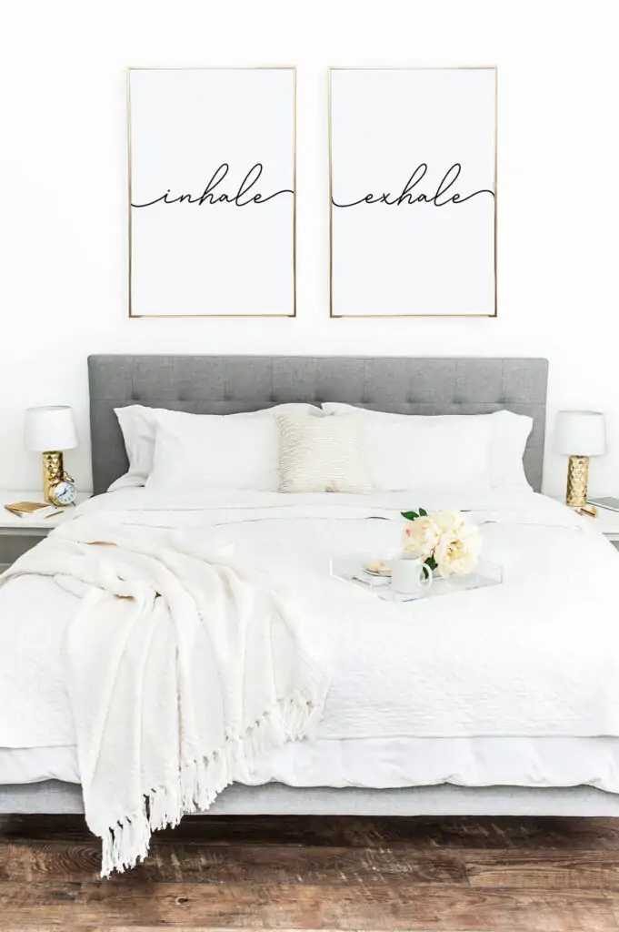 bedroom wall decor idea with wording