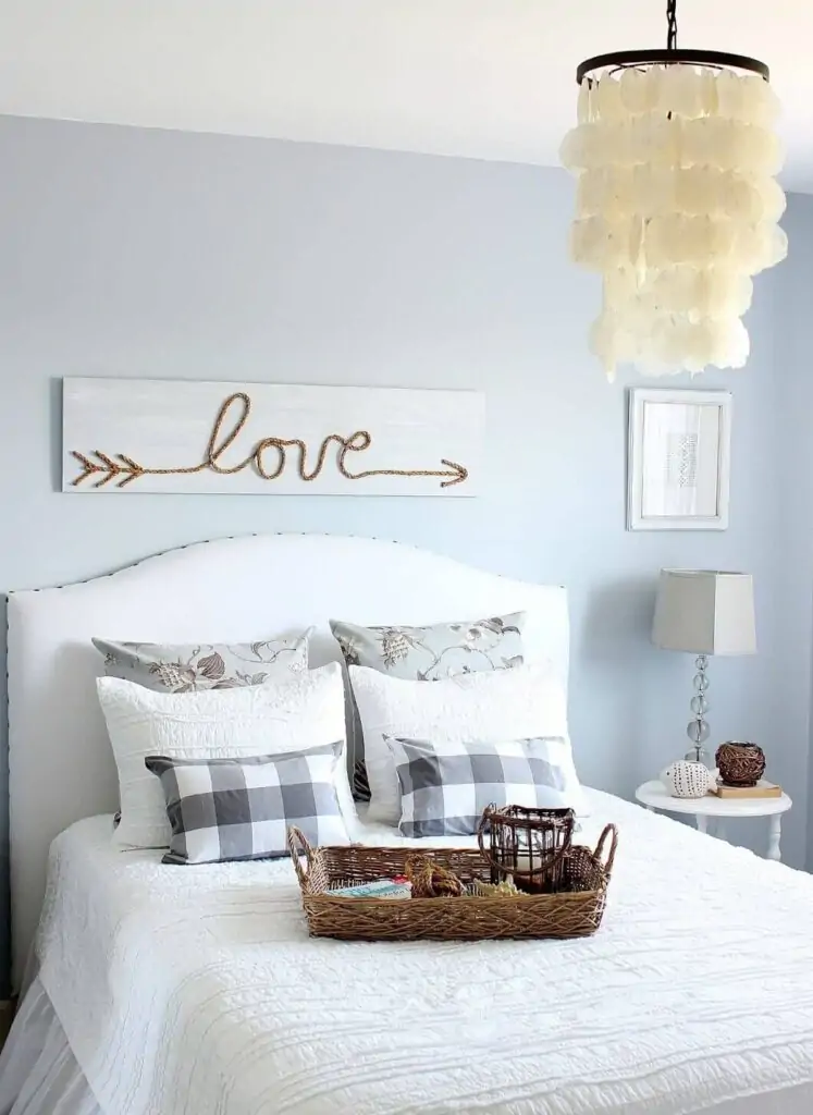 bedroom wall decor ideas all white with wording