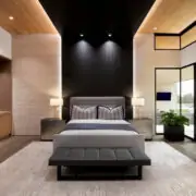 black stripe accent design idea for master bedroom