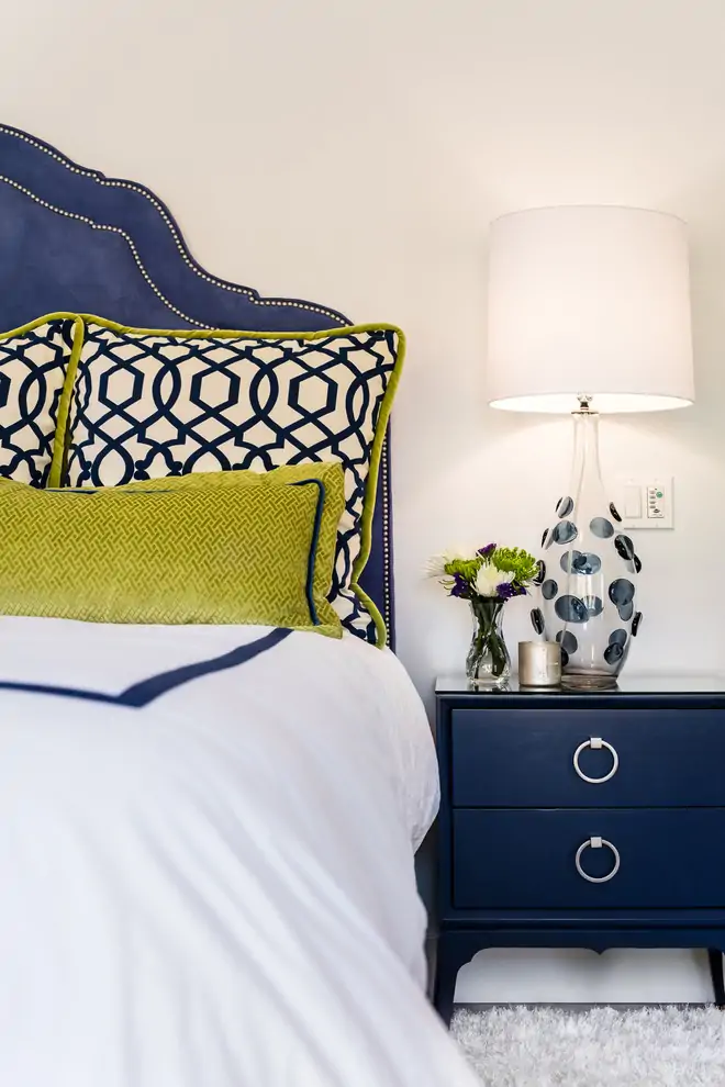 contrasting decor in master bedroom