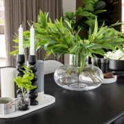 dining table centrepiece ideas greenery in centre of table luxe table stying metricon