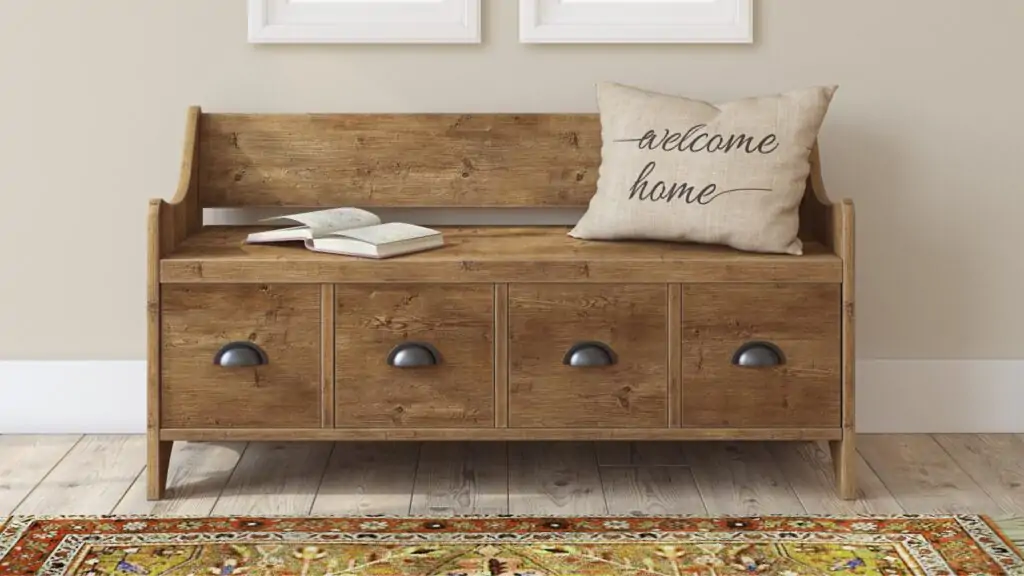 A Bench with Storage Space Underneath