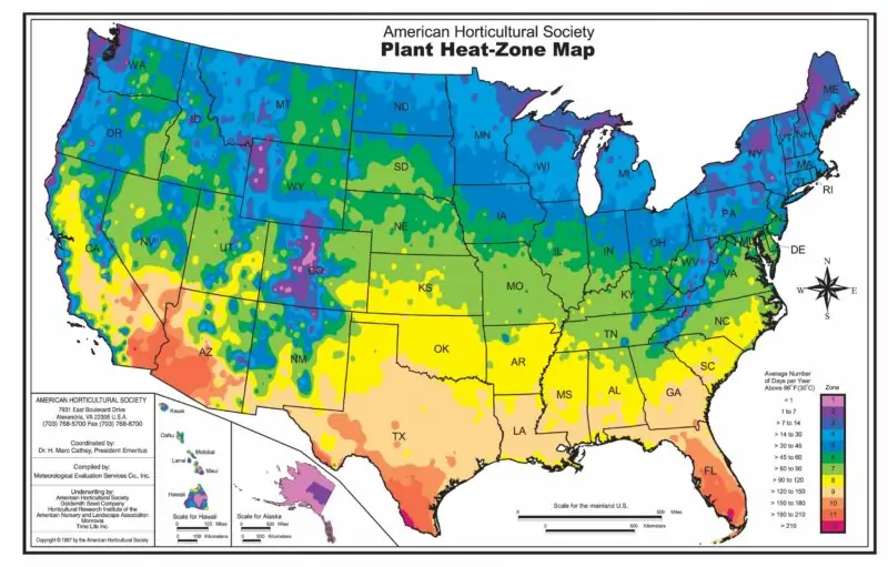 USDA Plant zone map