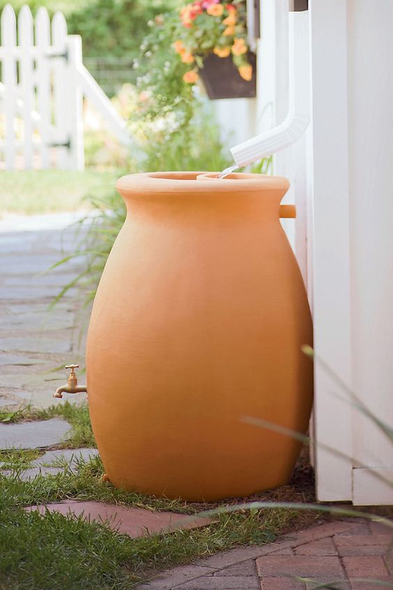 gutter drain ideas barrel urn