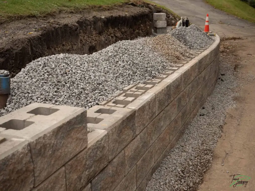 porous material for retaining wall on slope