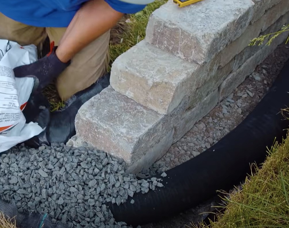 half block at end of retaining wall