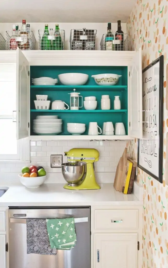simple extra storage above kitchen cabinets