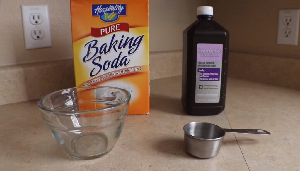 baking soda and peroxide for removing yellow stains