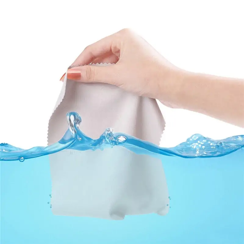 soak eye glass cloth in water to clean it