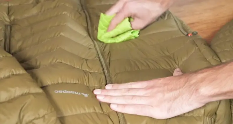 scrub the dirty area on thepatagonia down jacket