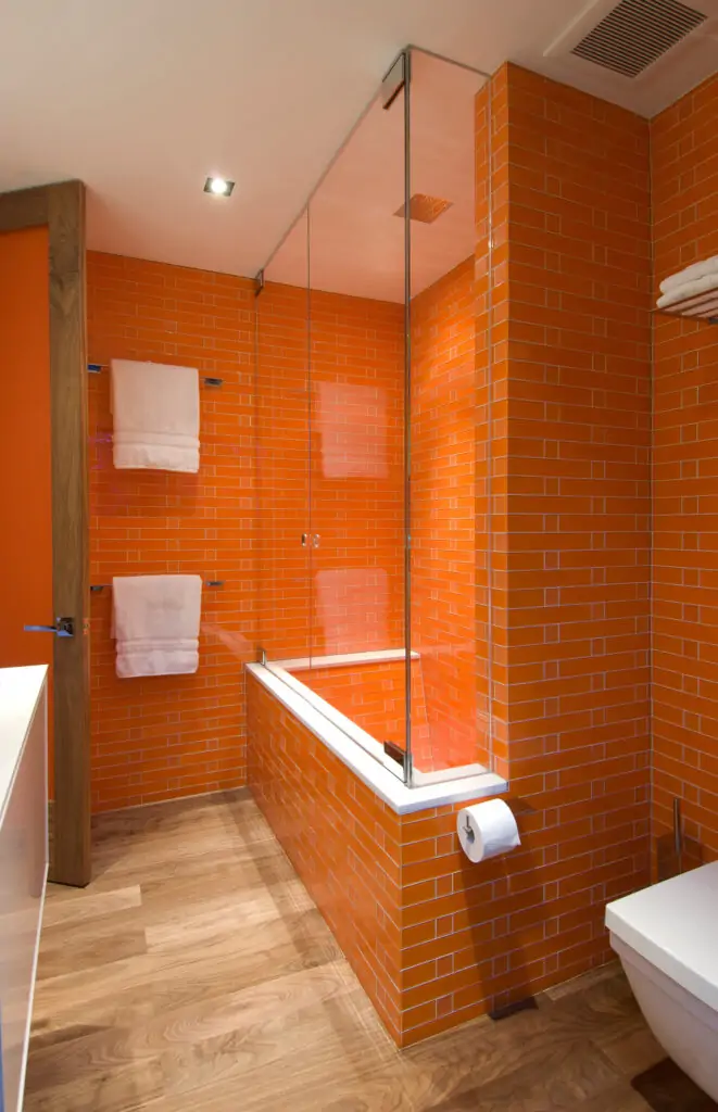 ideas bathroom colors orange tiles