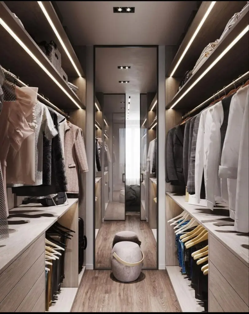 closet with mirrors