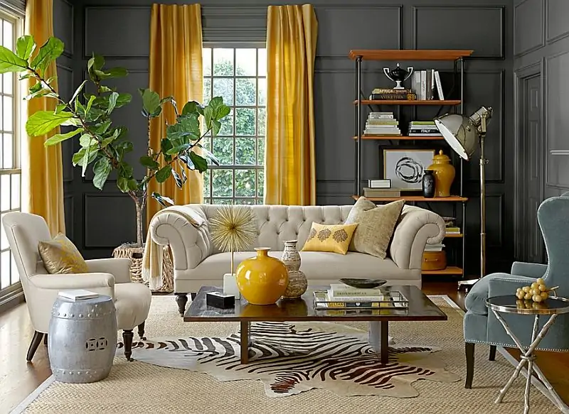 contrasting drapes for living room decor