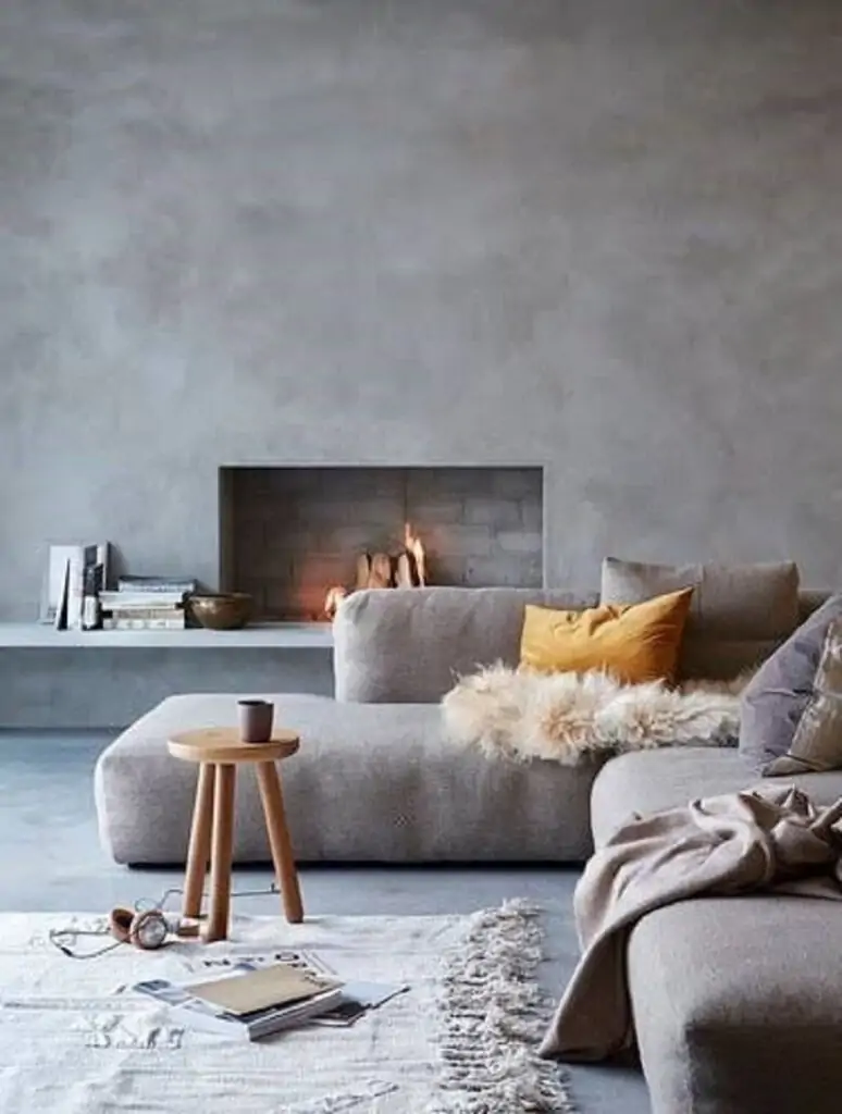 . Simple Scandinavian Silhouette Ideas for Living Room with Fireplace