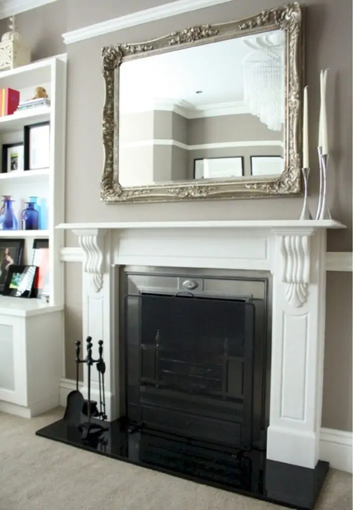 . Small Living room fireplace ideas with mirror