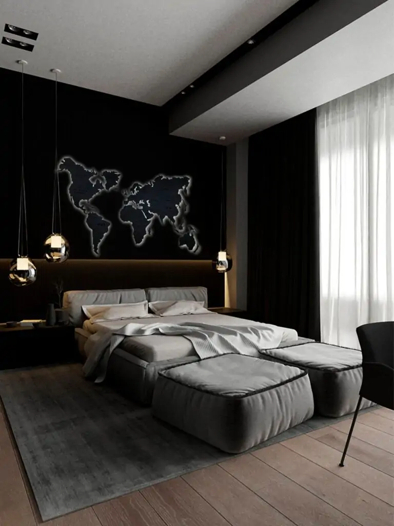 ideas mens bedrooms map wall decor