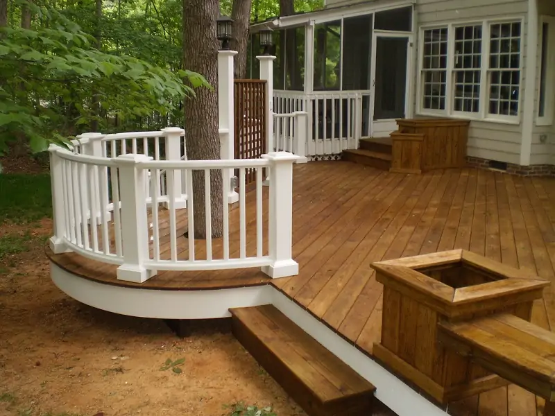 pressure treated wood and composite mixture on deck
