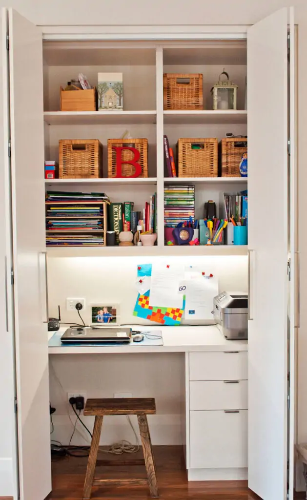 small home office in wardrobe