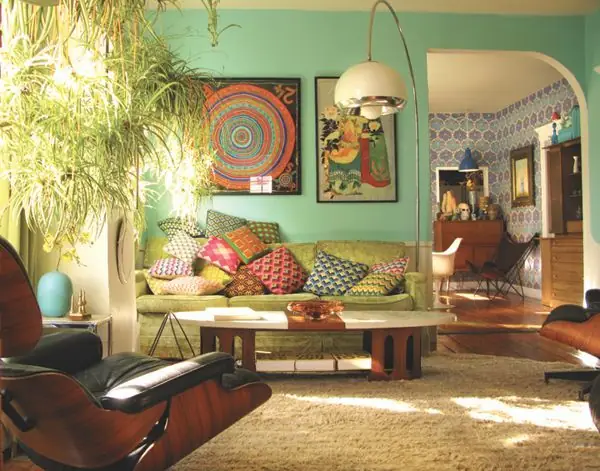 boho interior design of room