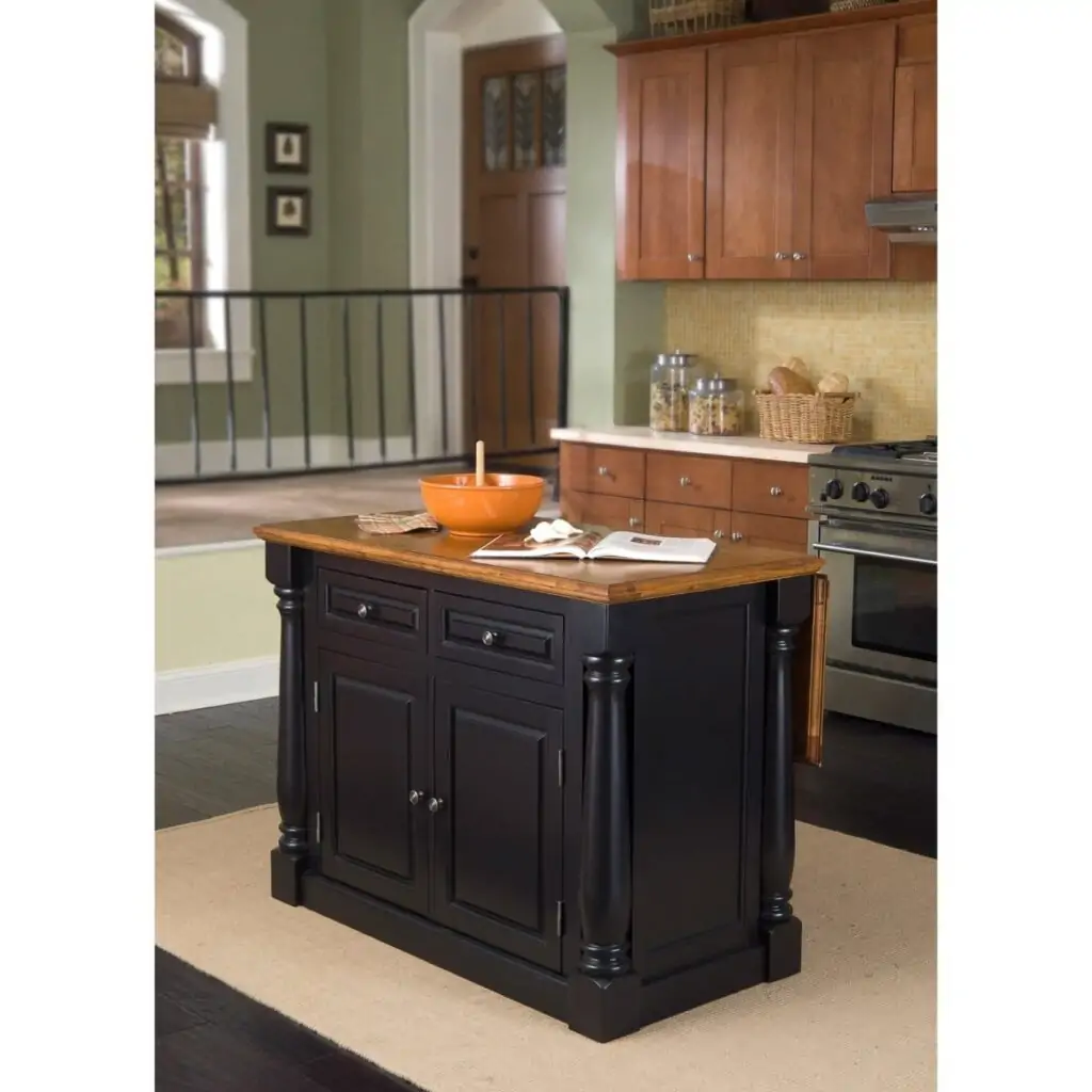 Black oak kitchen in open space style