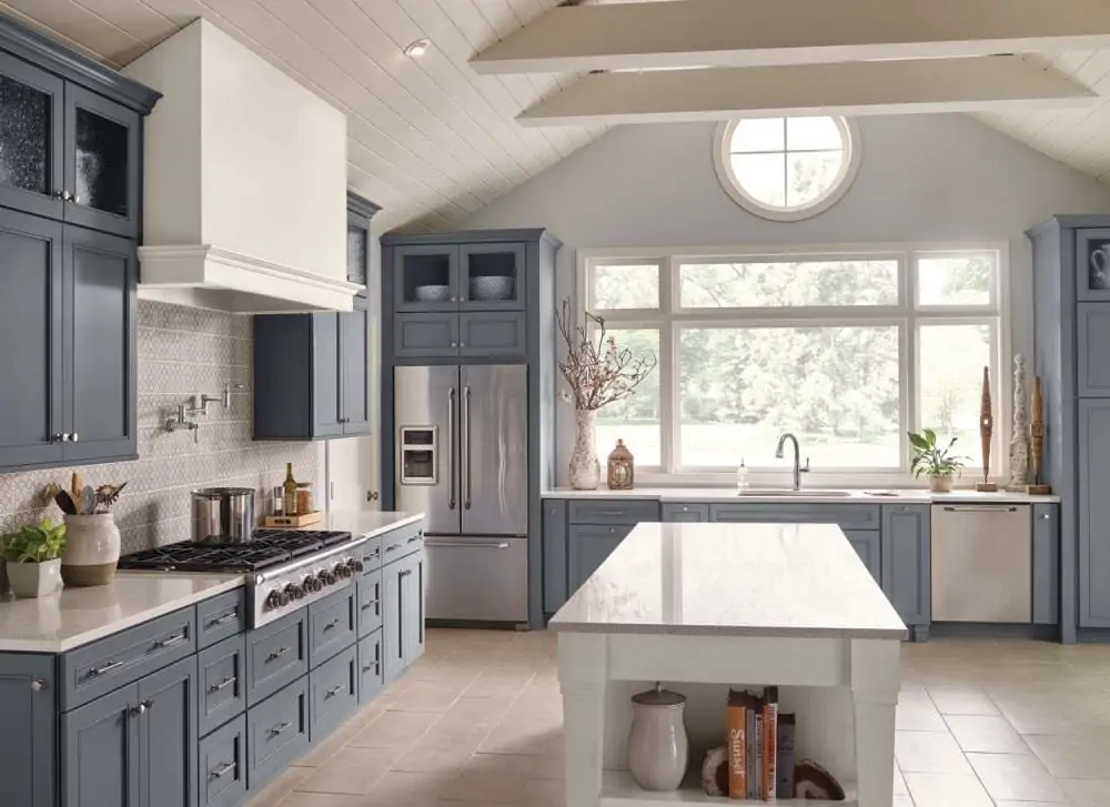 Grey Blue Traditional Kitchen