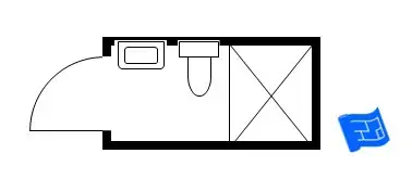 Outward opening doors eliminate negative space in a tiny shower room