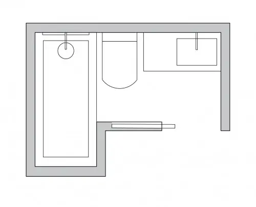 Carving out a wet area in an L shaped washroom